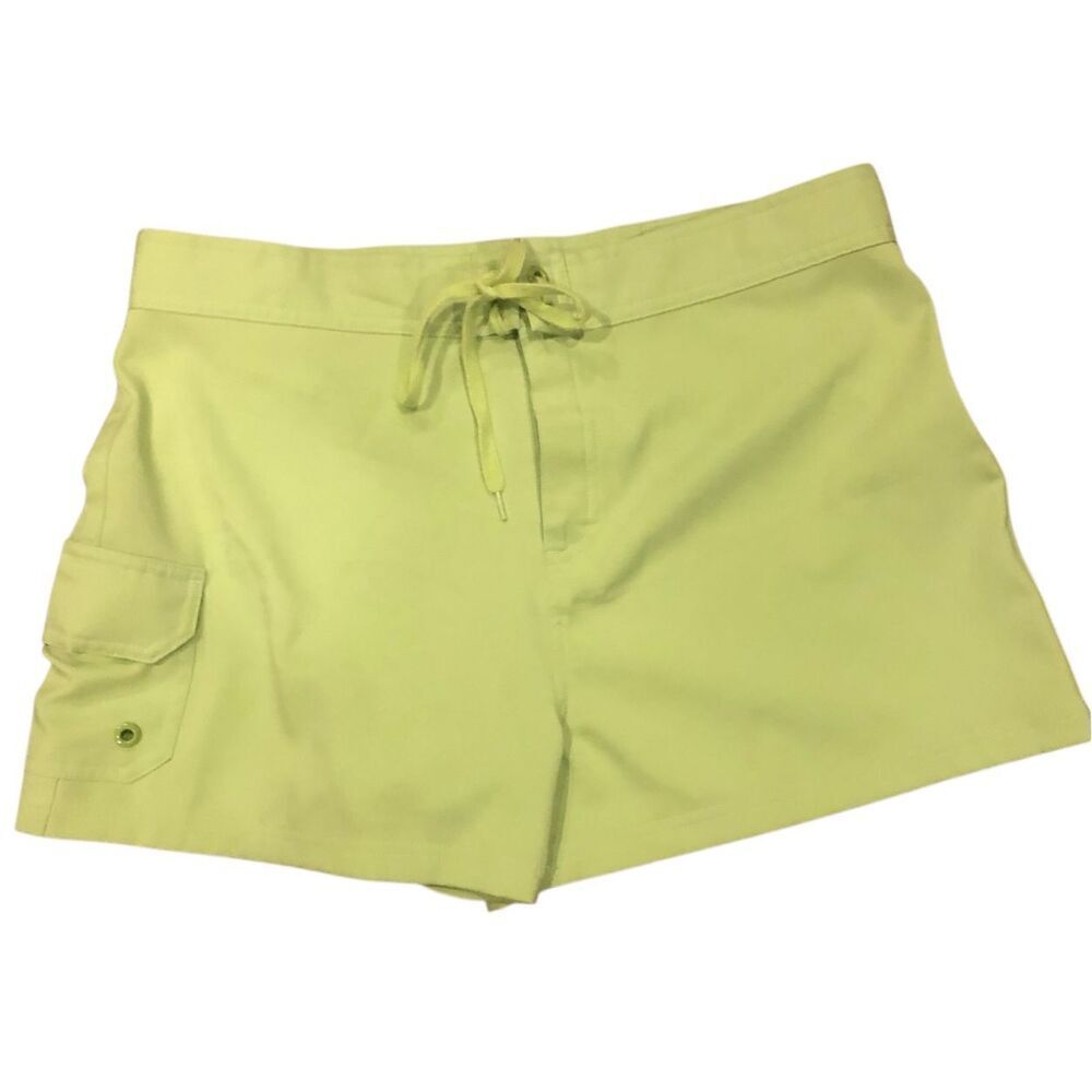PBX Basics Yellow/Green athletic shorts with tie and vcro close and side cargo p
